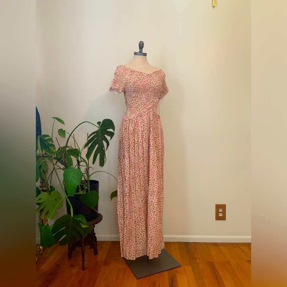 NWT Floral Pattern Shirred Maxi Dress Jessica Simpson Size Small